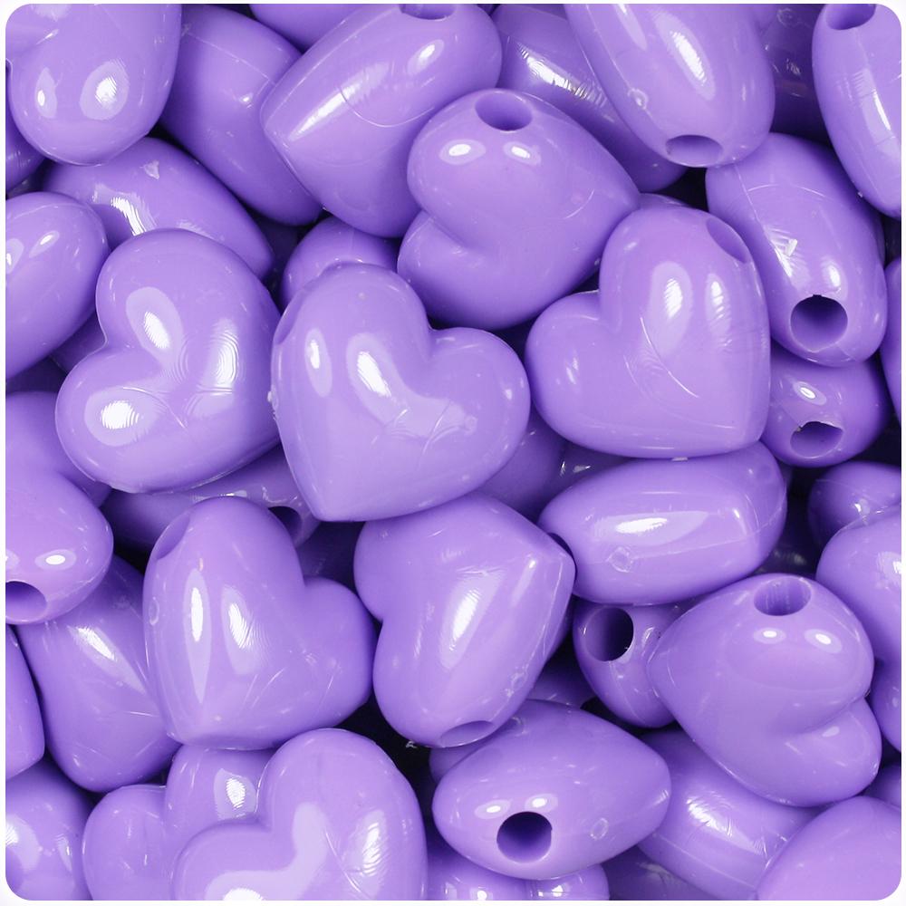 Lilac Opaque 18mm Heart Pony Beads (8pcs)