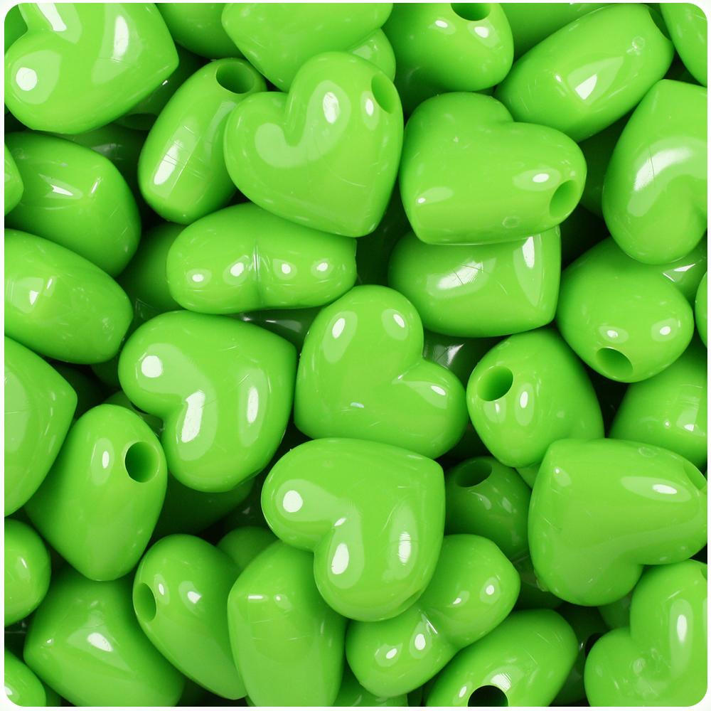 Lime Opaque 18mm Heart Pony Beads (8pcs)