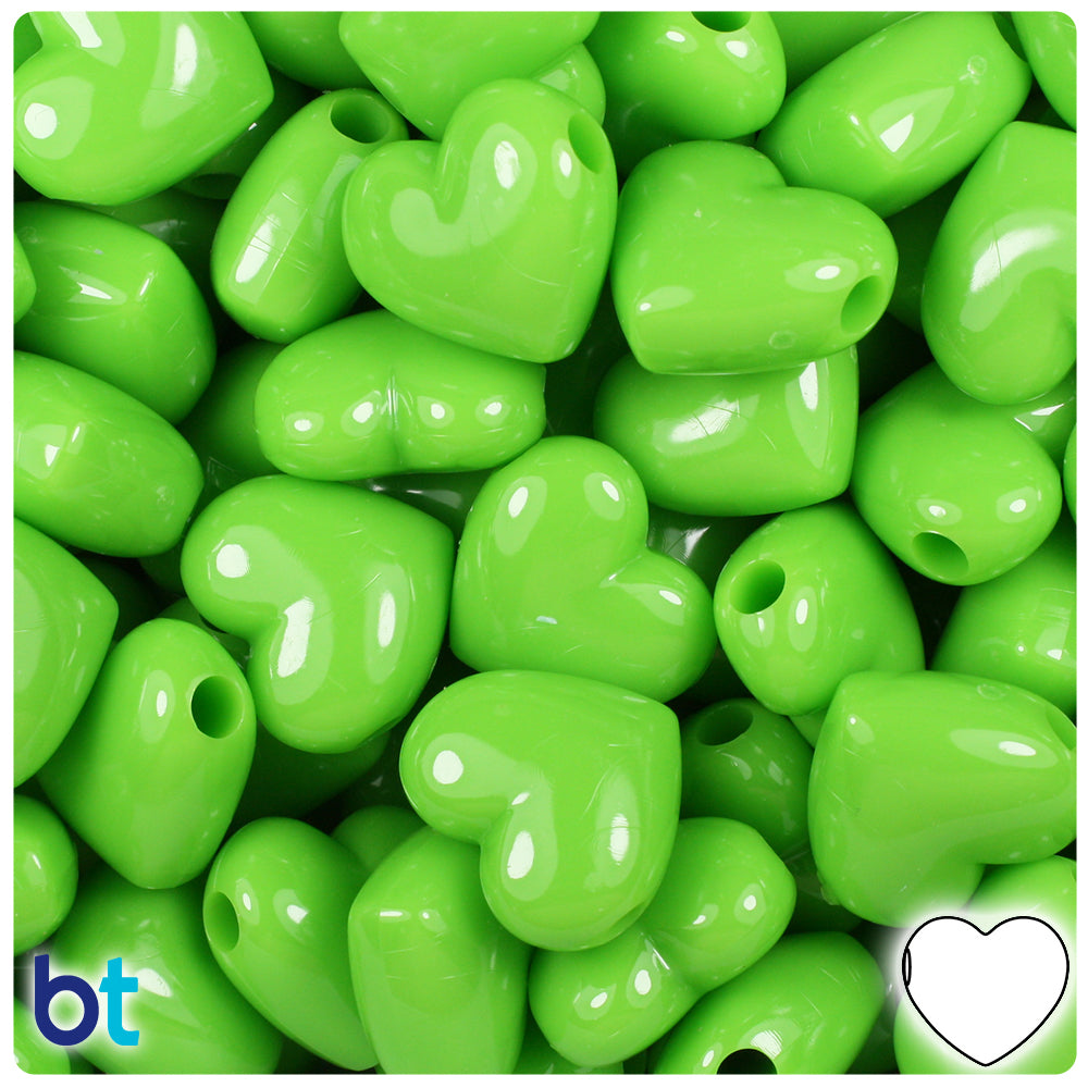 Lime Opaque 18mm Heart Pony Beads (24pcs)