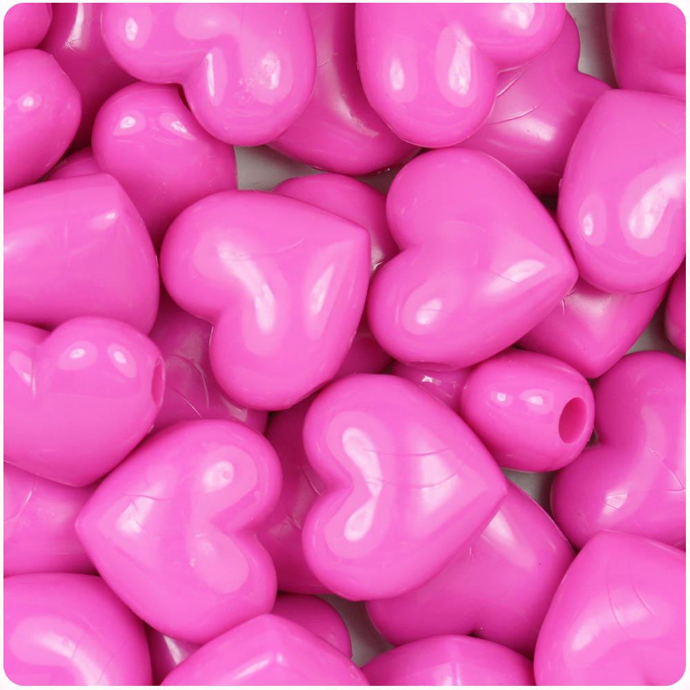 Dark Pink Opaque 18mm Heart Pony Beads (8pcs)
