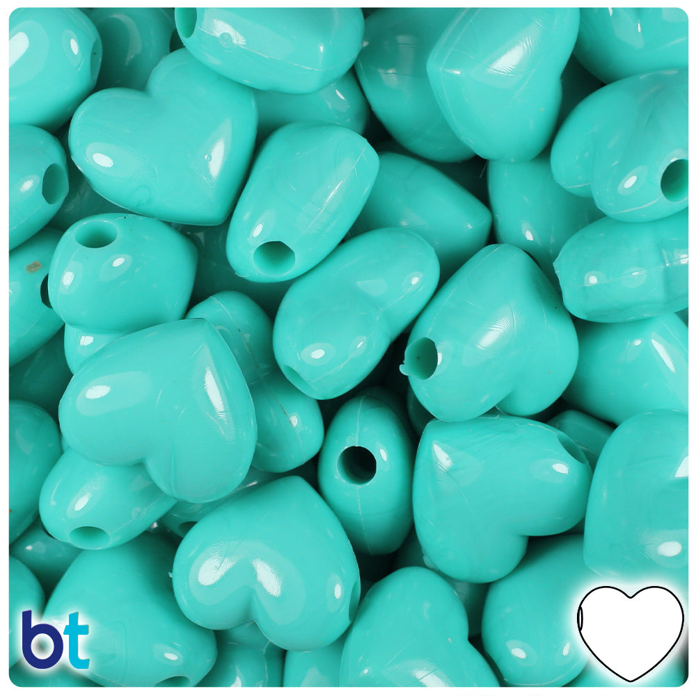 Light Turquoise Opaque 18mm Heart Pony Beads (24pcs)