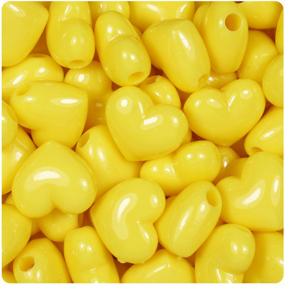 Yellow Opaque 18mm Heart Pony Beads (8pcs)