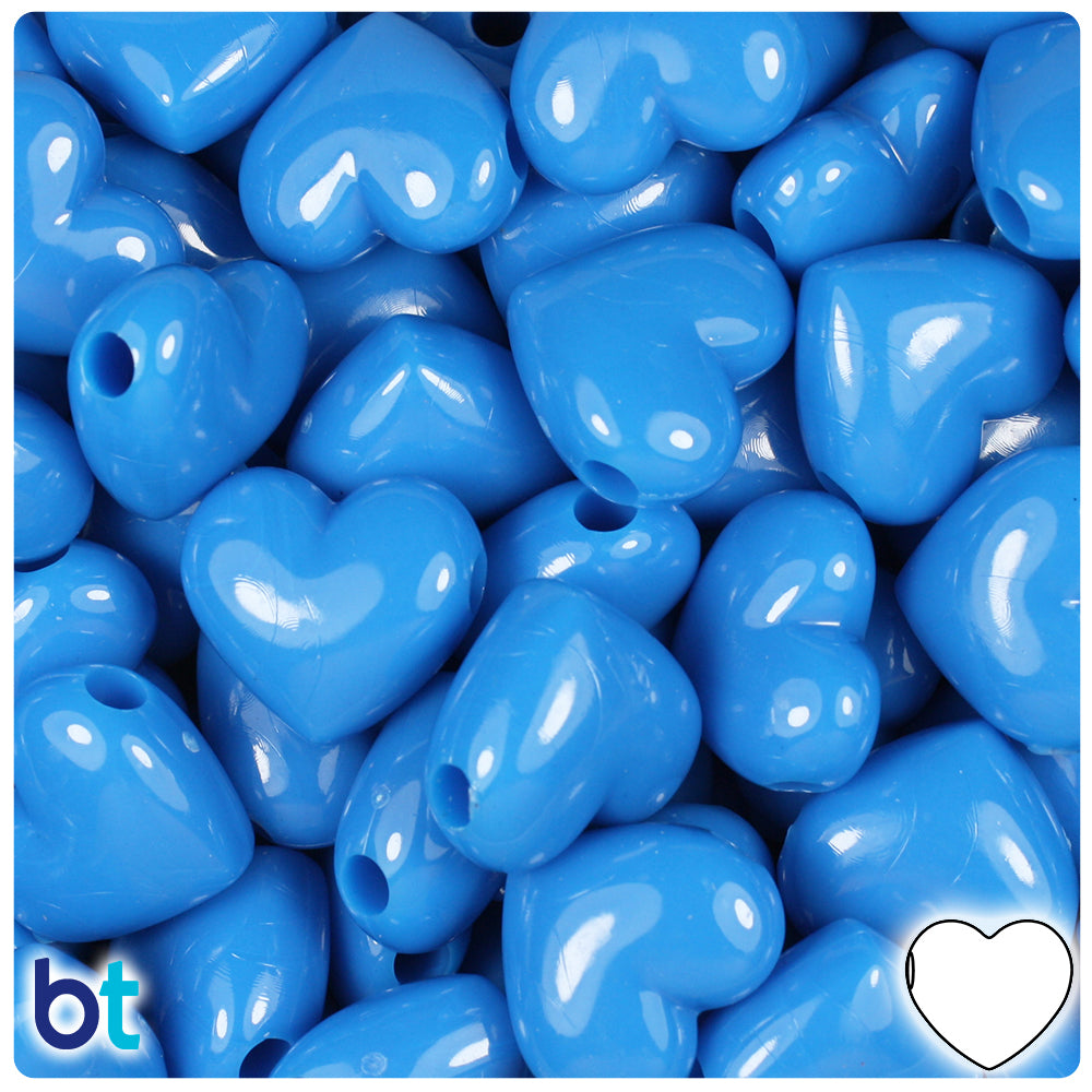 True Blue Neon Bright 18mm Heart Pony Beads (24pcs)