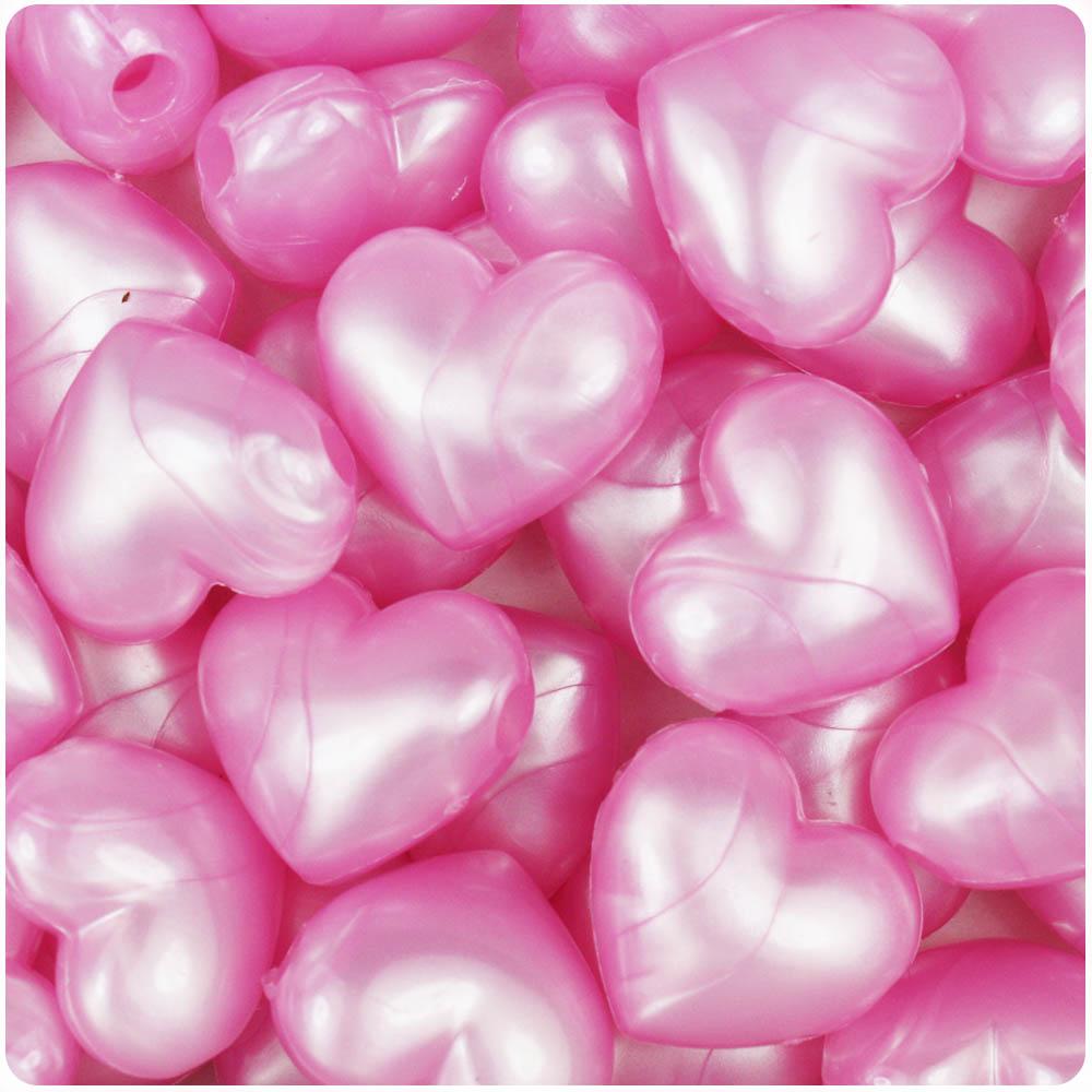 Light Pink Pearl 18mm Heart Pony Beads (8pcs)
