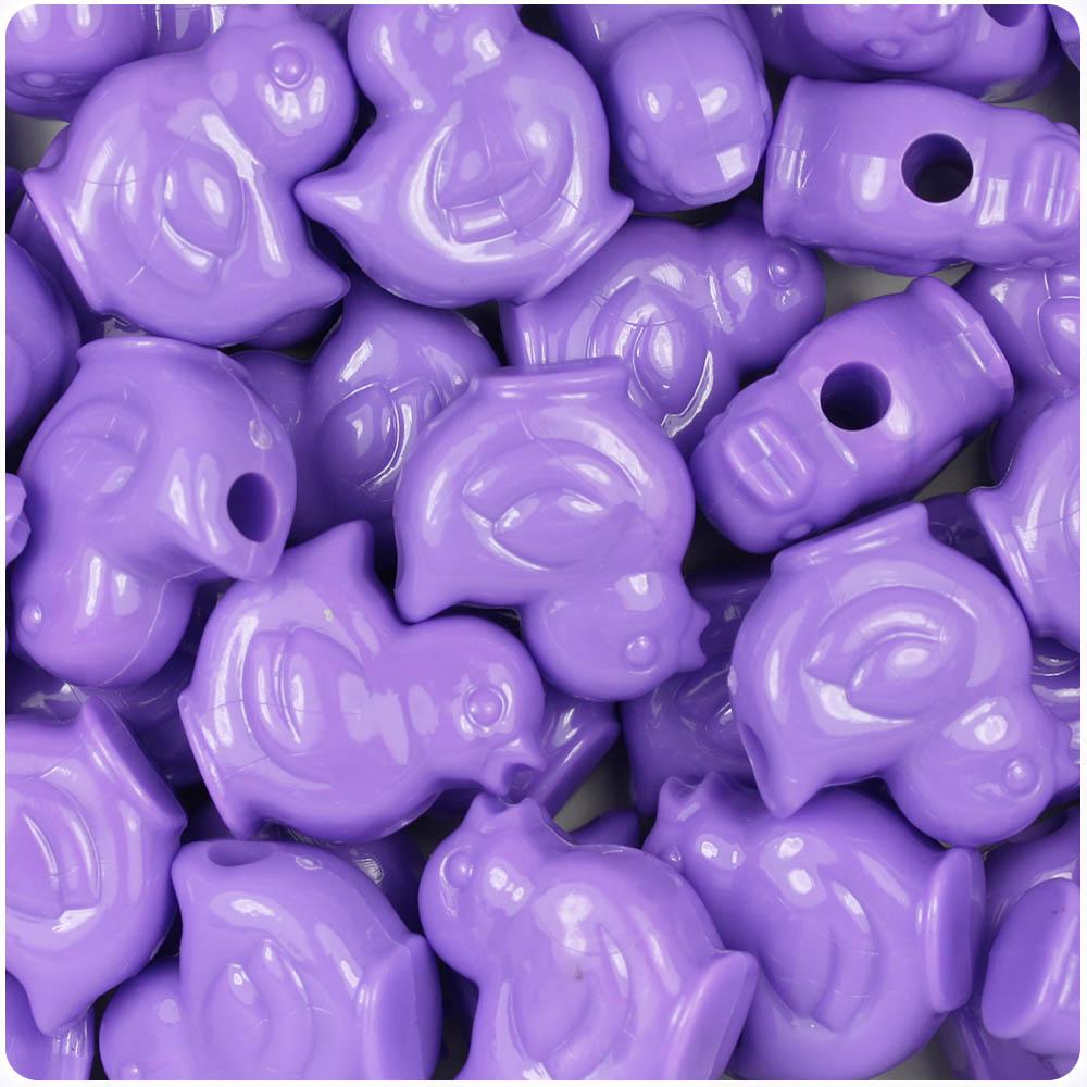 Lilac Opaque 20mm Chick Pony Beads (8pcs)