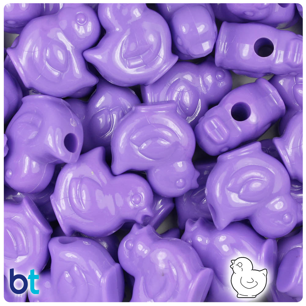 Lilac Opaque 20mm Chick Pony Beads (24pcs)