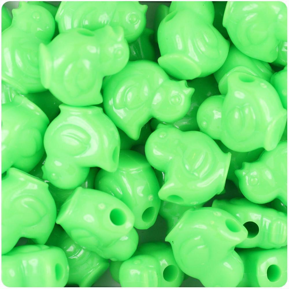 Lime Opaque 20mm Chick Pony Beads (8pcs)