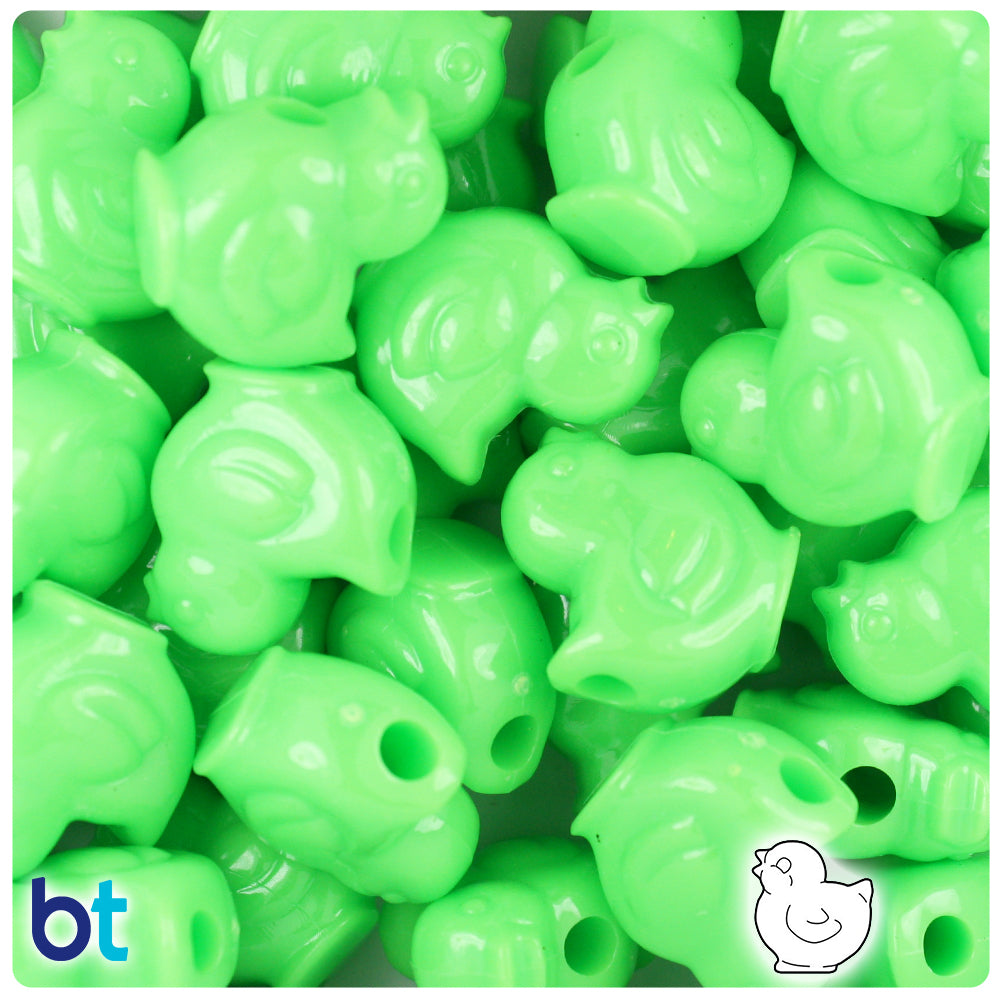 Lime Opaque 20mm Chick Pony Beads (24pcs)