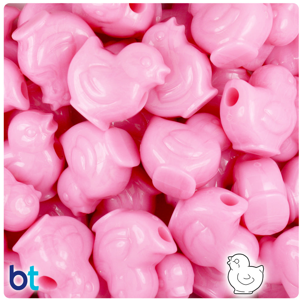 Baby Pink Opaque 20mm Chick Pony Beads (24pcs)