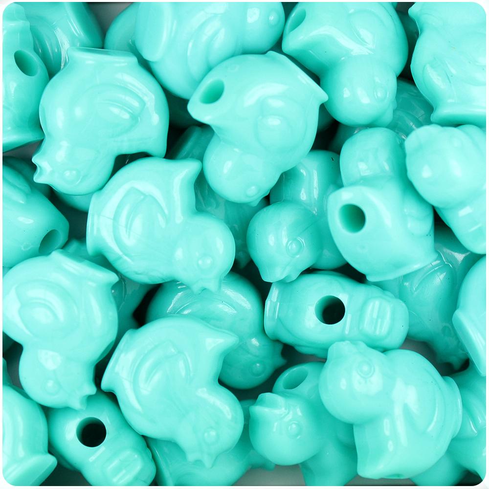 Light Turquoise Opaque 20mm Chick Pony Beads (8pcs)