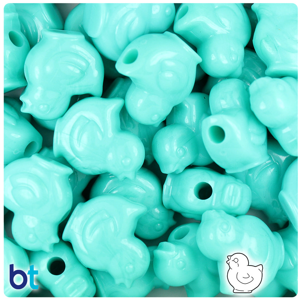 Light Turquoise Opaque 20mm Chick Pony Beads (24pcs)