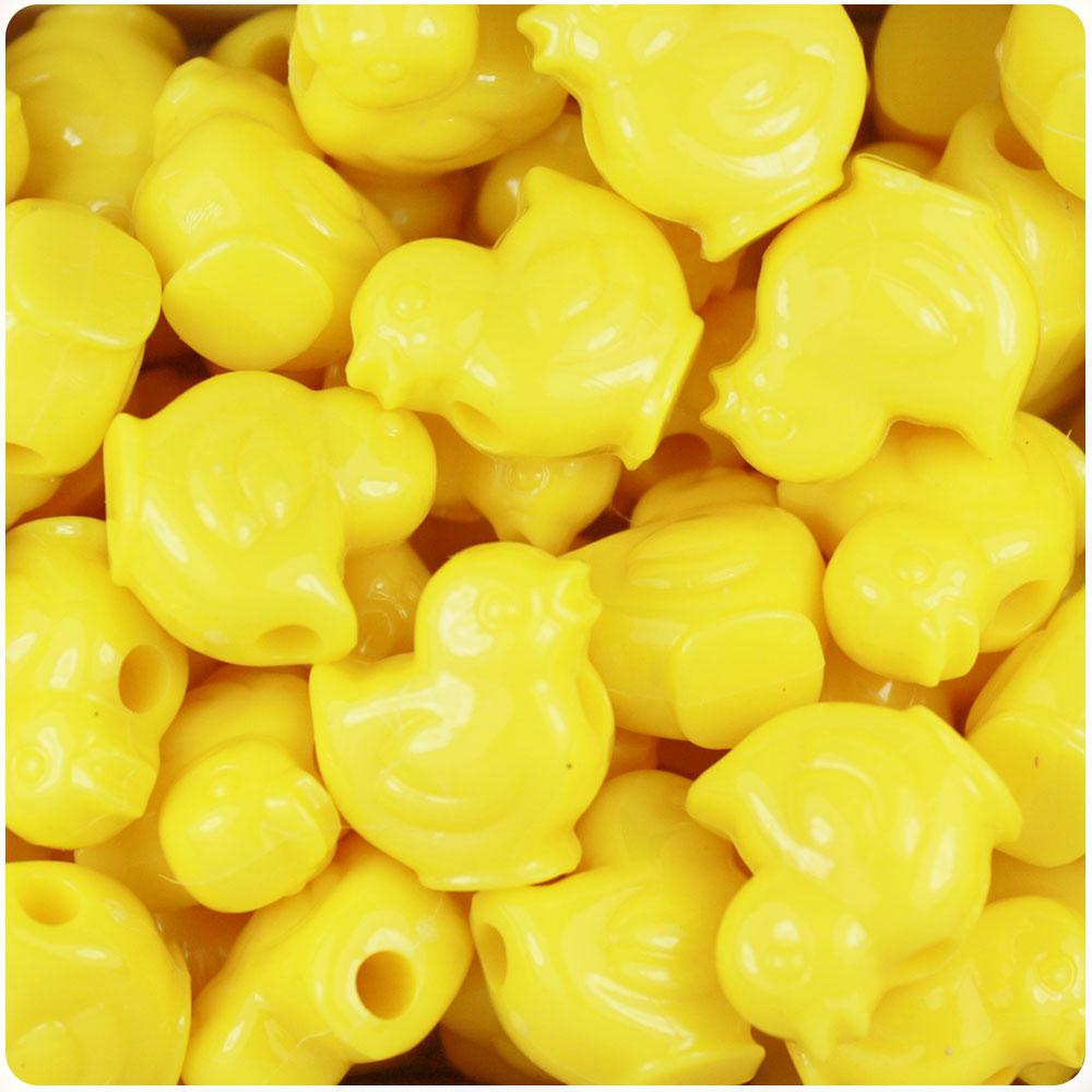 Yellow Opaque 20mm Chick Pony Beads (8pcs)