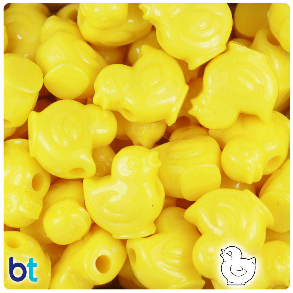 Yellow Opaque 20mm Chick Pony Beads (24pcs)