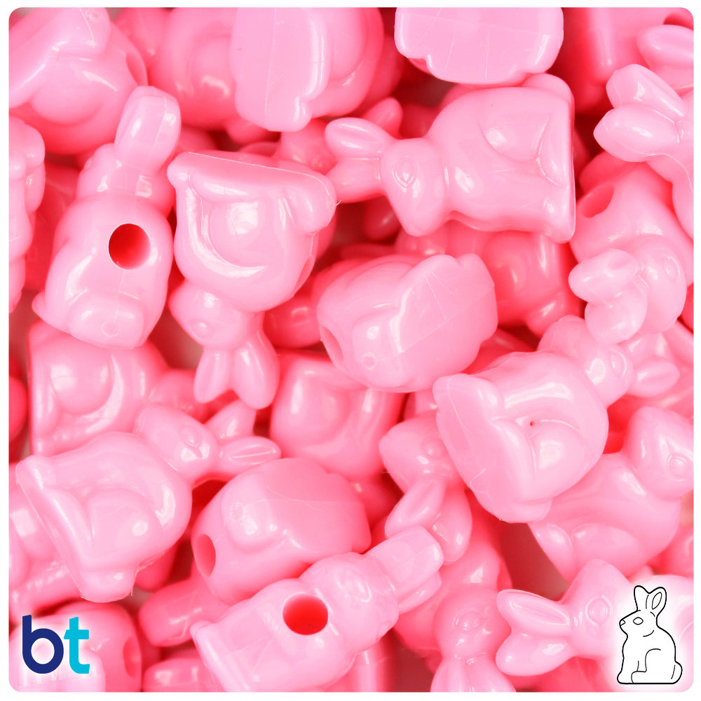 Baby Pink Opaque 24mm Bunny Rabbit Pony Beads (24pcs)