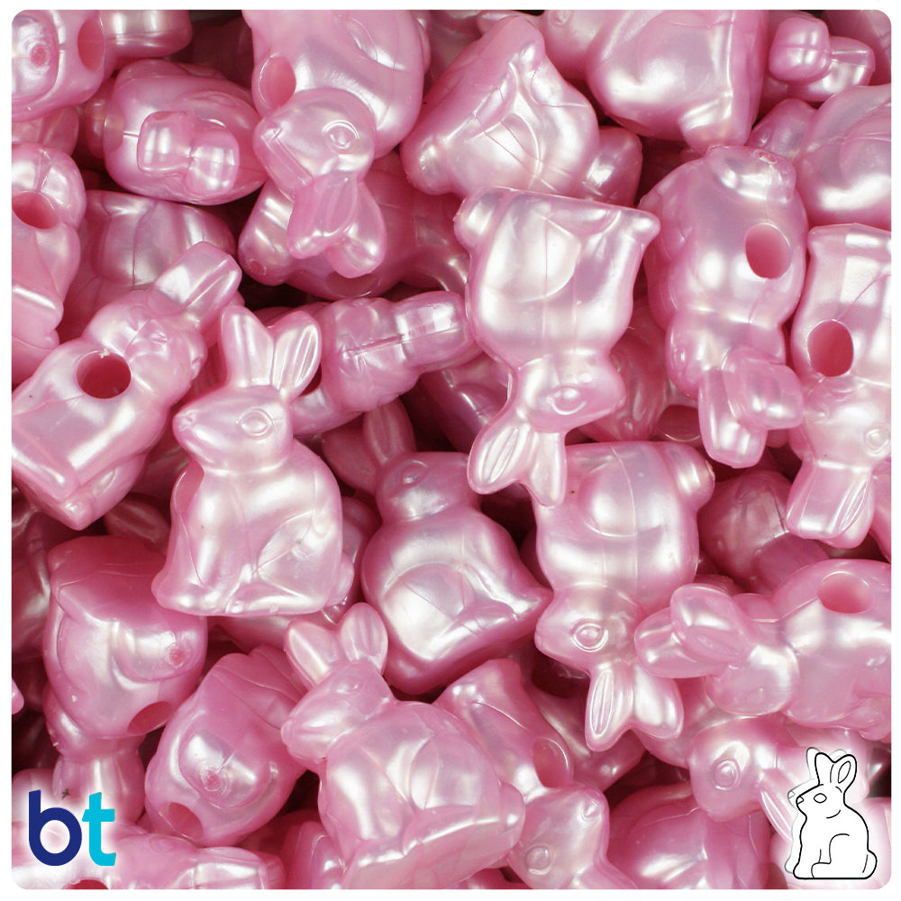 Light Pink Pearl 24mm Bunny Rabbit Pony Beads (24pcs)