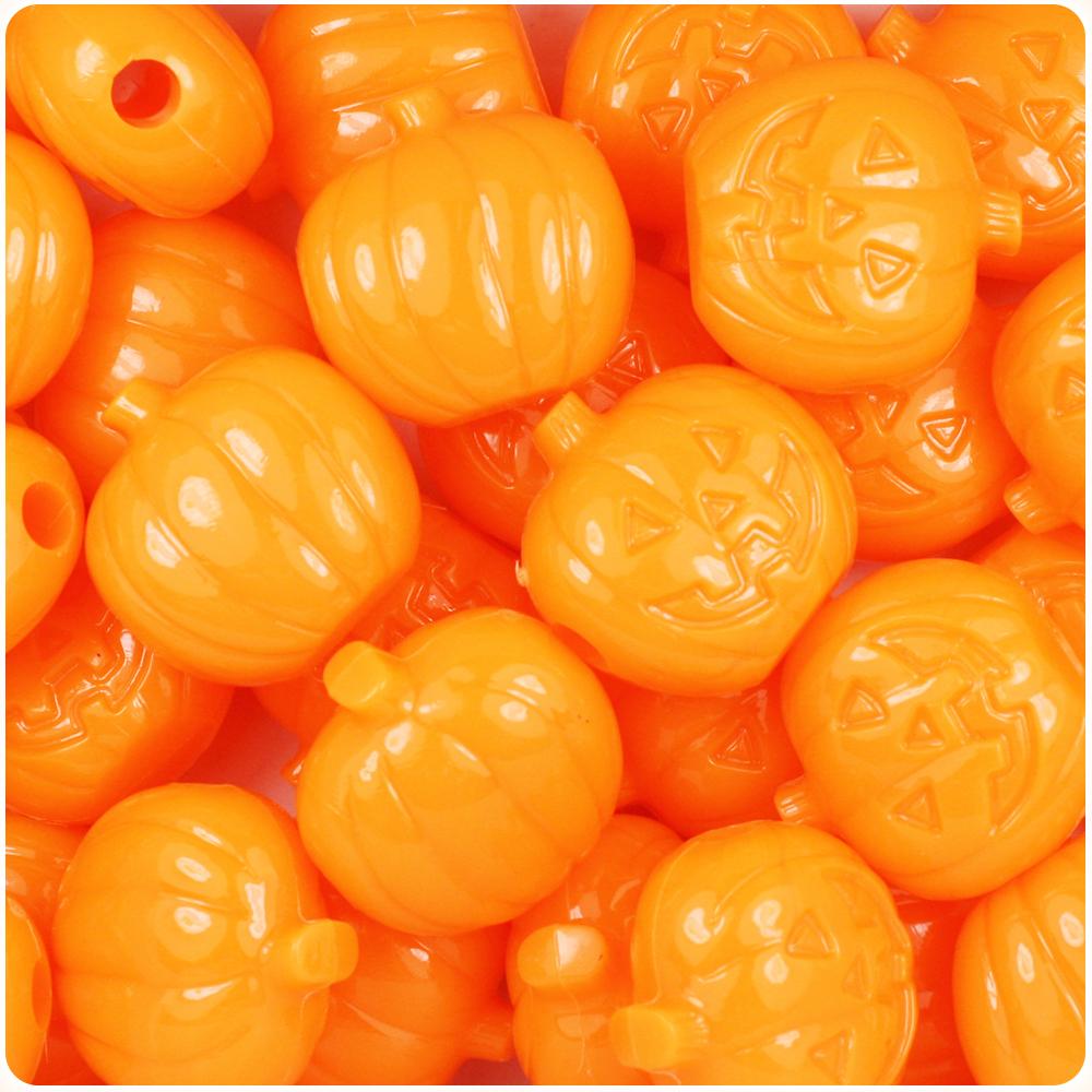 Orange Opaque 20mm Jack O Lantern Pony Beads (8pcs)