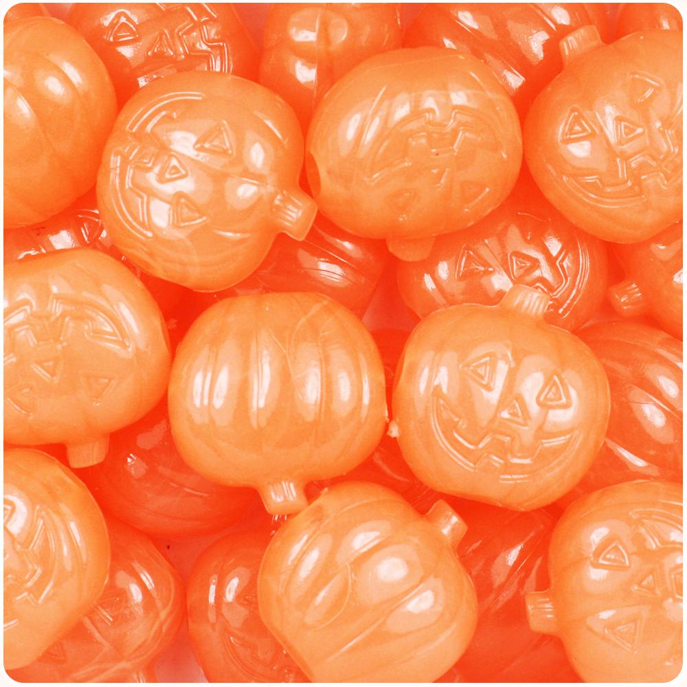 Orange Glow 20mm Jack O Lantern Pony Beads (8pcs)