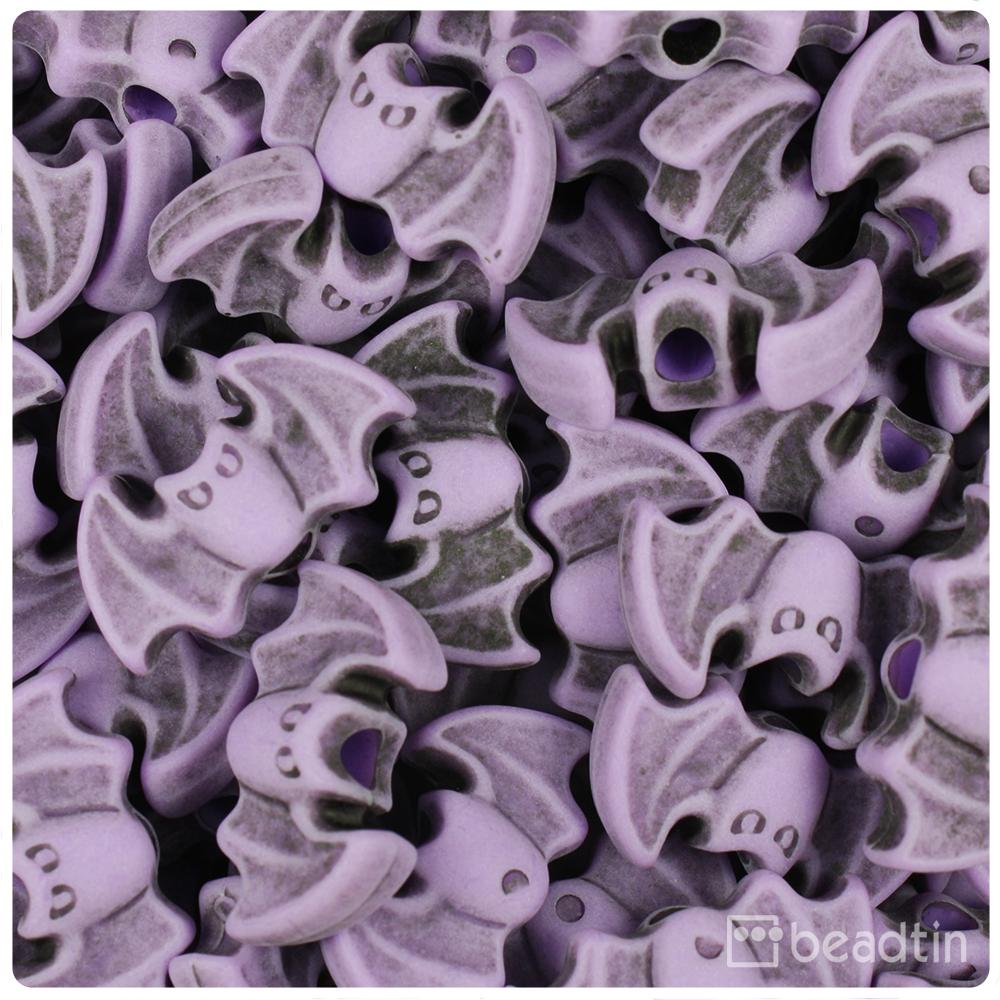 Lilac Antique 25mm Bat Pony Beads (8pcs)