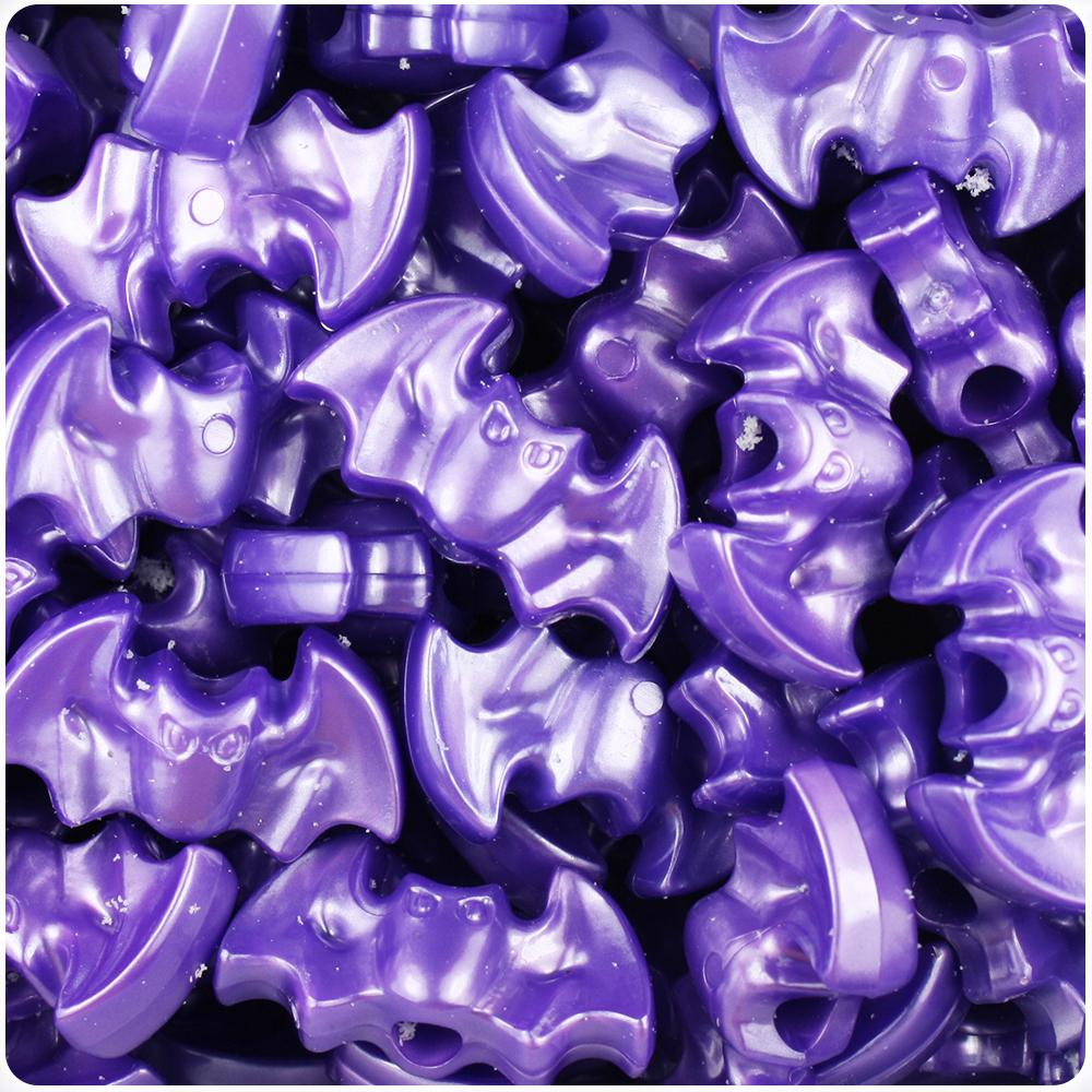 Dark Purple Pearl 25mm Bat Pony Beads (8pcs)