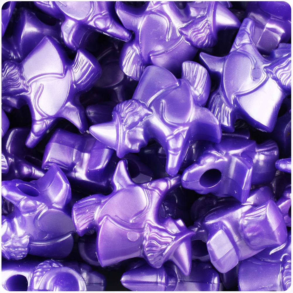 Dark Purple Pearl 24mm Witch Pony Beads (8pcs)