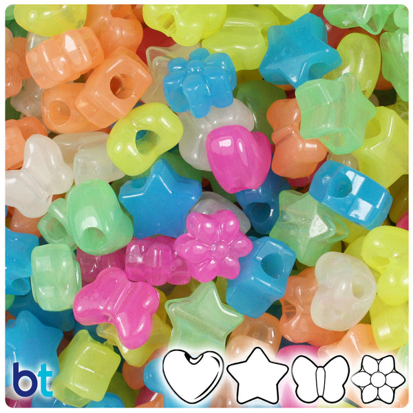 BeadTin Classic Sparkle Mix 13mm Star Plastic Pony Beads (250pcs)