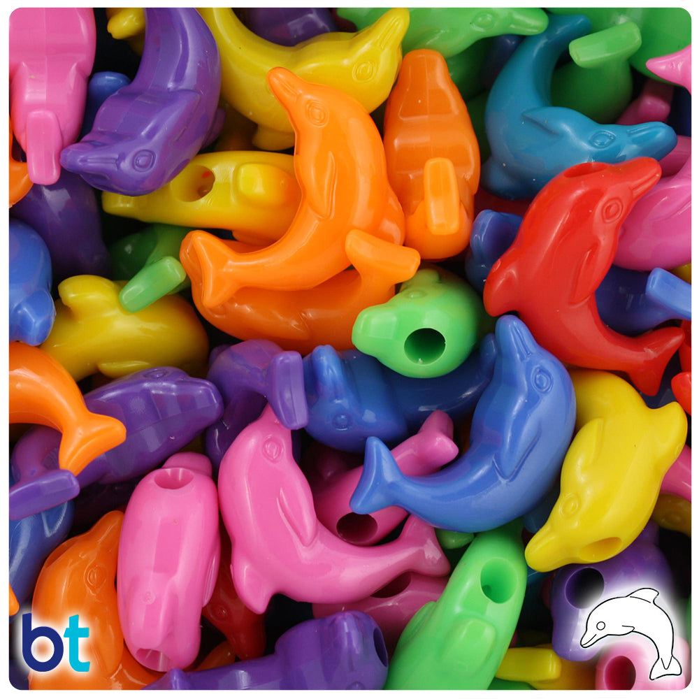 Circus Mix Opaque 25mm Dolphin Pony Beads (24pcs)