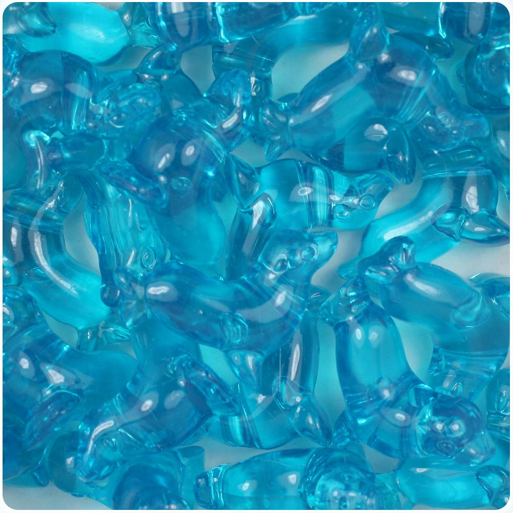 Turquoise Transparent 24mm Seal Pony Beads (8pcs)