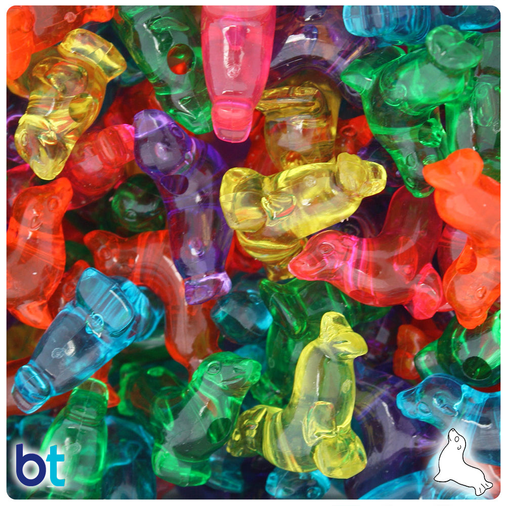 Jelly Mix Transparent 24mm Seal Pony Beads (24pcs)