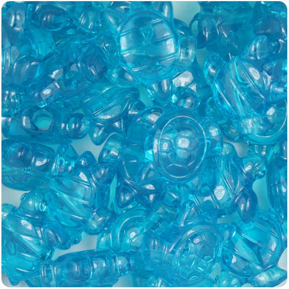Turquoise Transparent 23mm Sea Turtle Pony Beads (8pcs)
