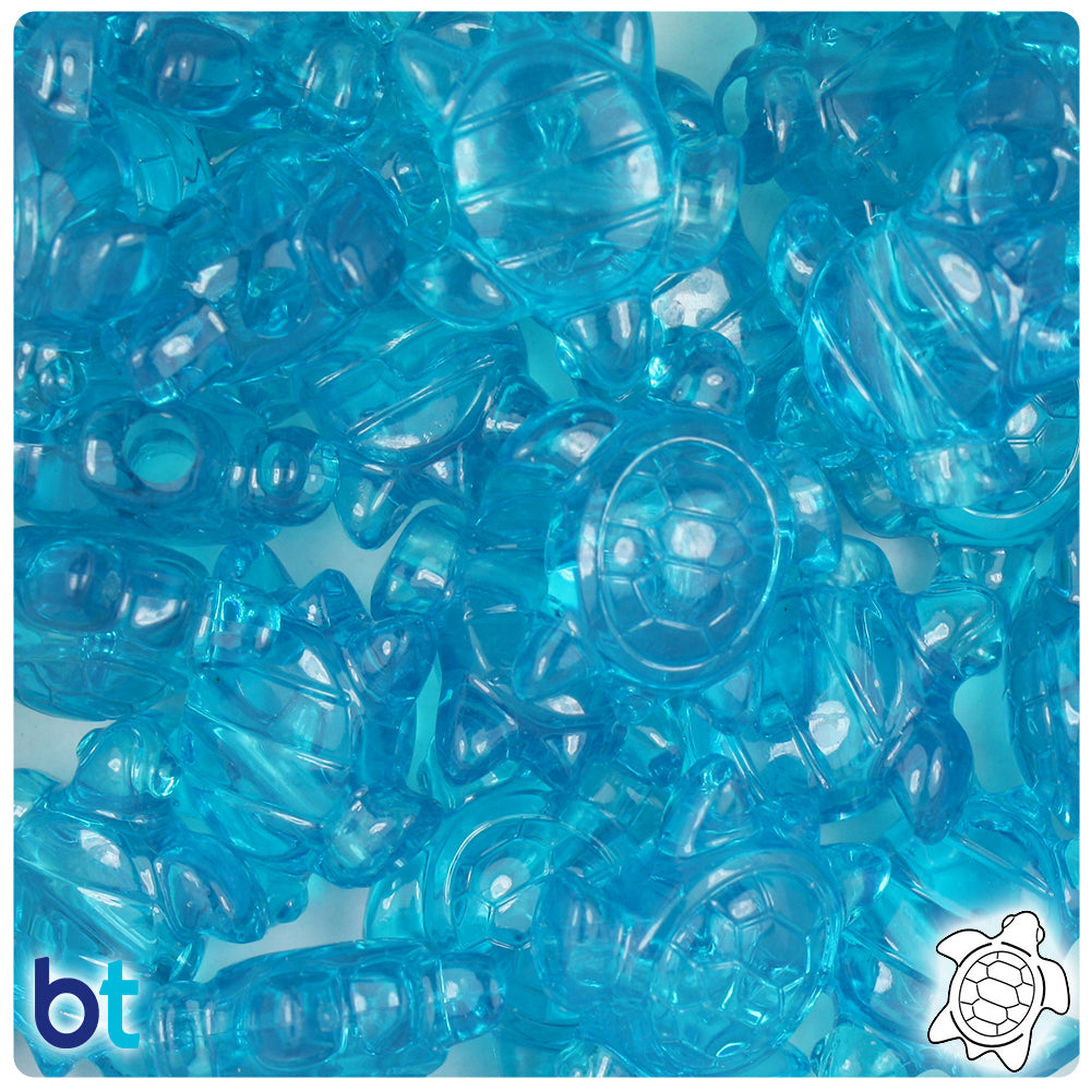 Turquoise Transparent 23mm Sea Turtle Pony Beads (24pcs)