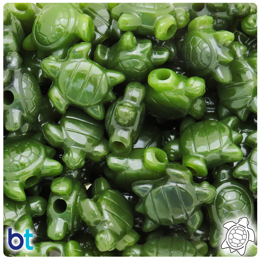 Jade Marbled 23mm Sea Turtle Pony Beads (24pcs)