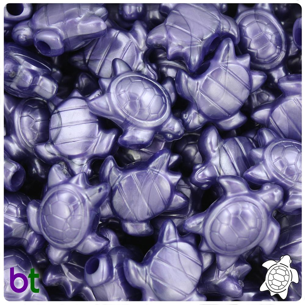 Dark Purple Pearl 23mm Sea Turtle Pony Beads (8pcs)