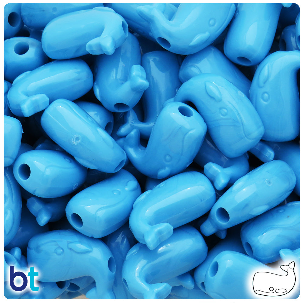 Baby Blue Opaque 24mm Whale Pony Beads (24pcs)