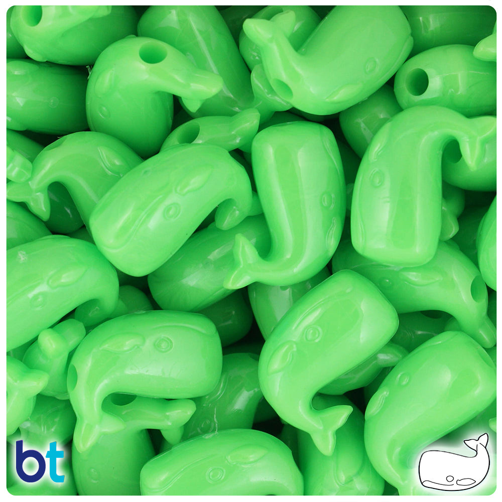 Lime Opaque 24mm Whale Pony Beads (24pcs)