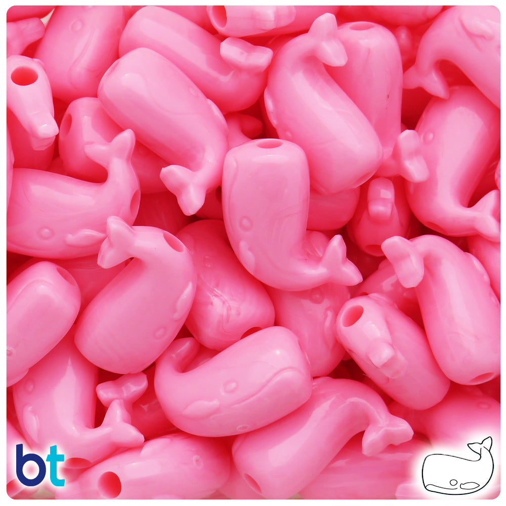 Baby Pink Opaque 24mm Whale Pony Beads (24pcs)