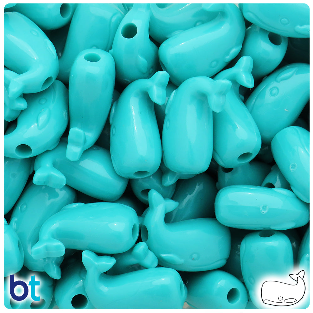 Light Turquoise Opaque 24mm Whale Pony Beads (24pcs)
