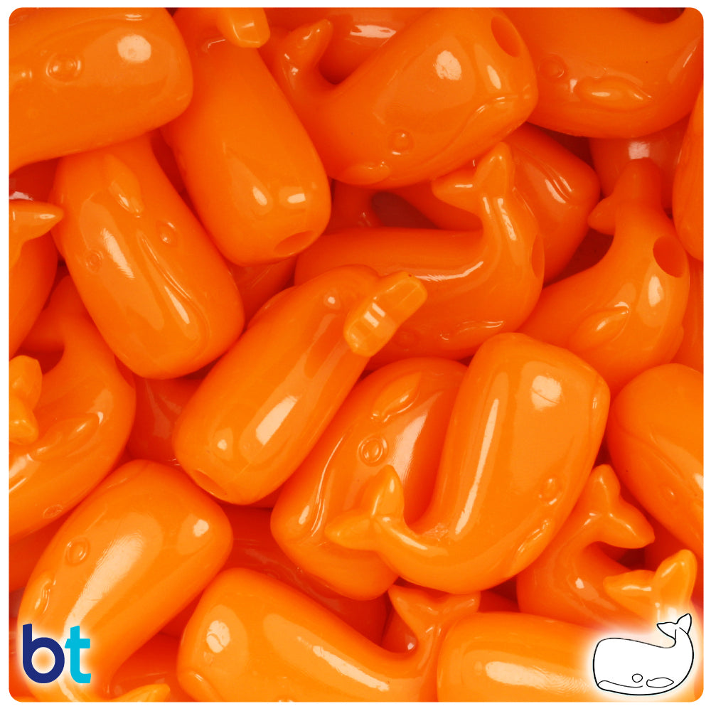 Orange Opaque 24mm Whale Pony Beads (24pcs)