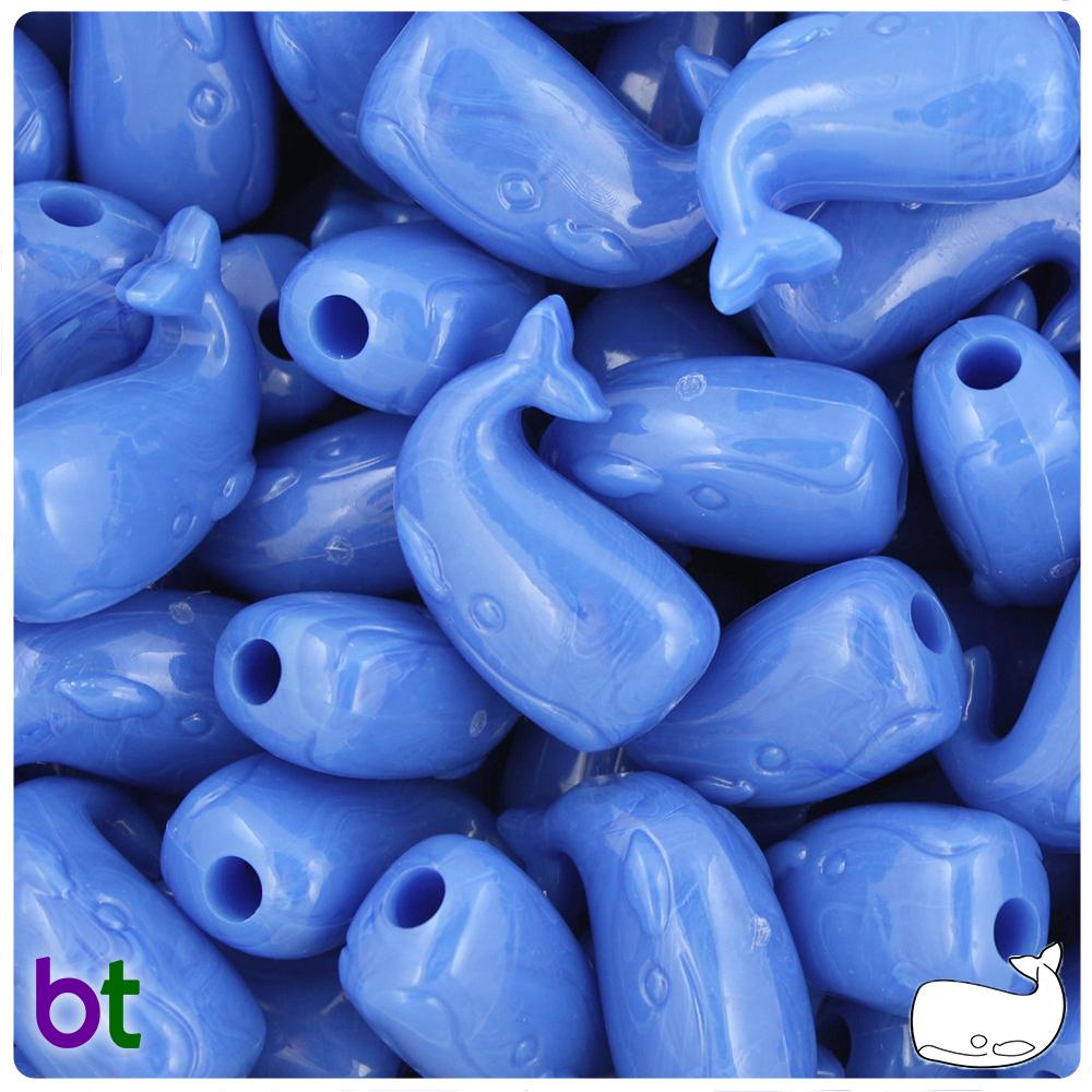Periwinkle Opaque 24mm Whale Pony Beads (8pcs)