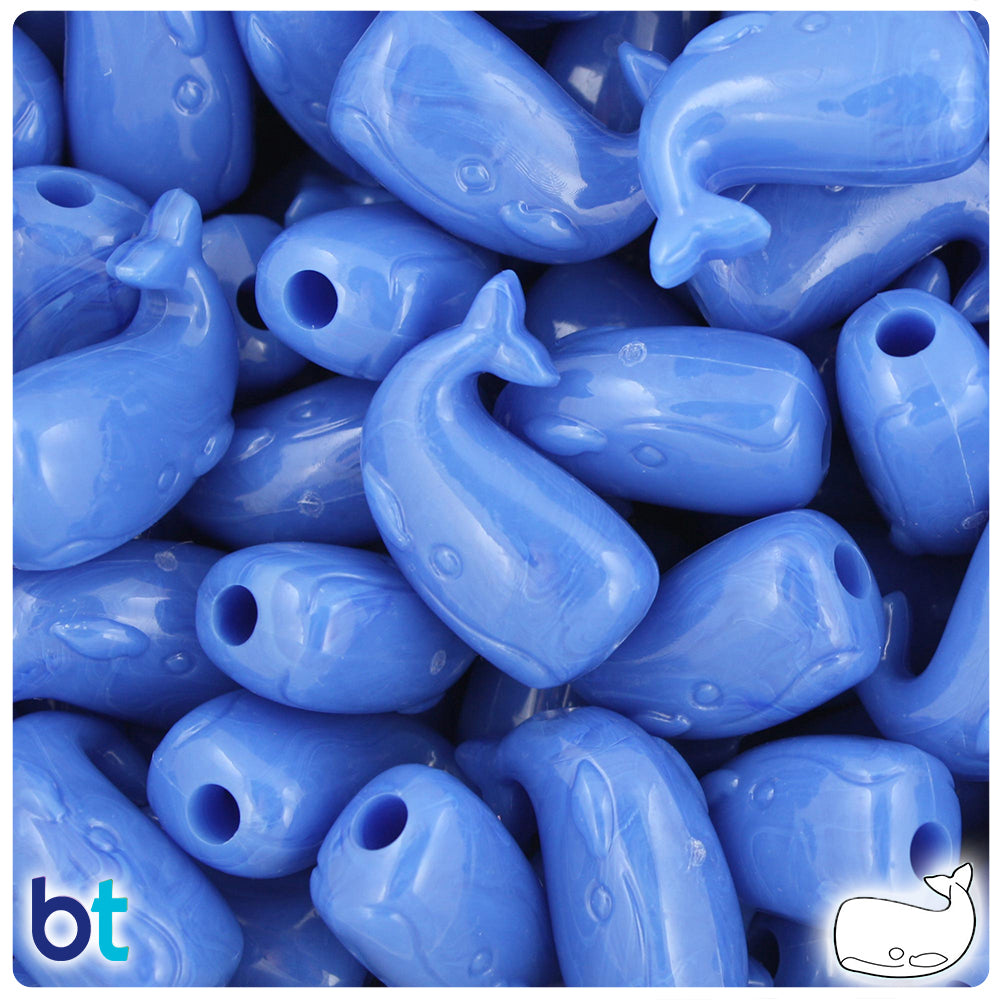 Periwinkle Opaque 24mm Whale Pony Beads (24pcs)