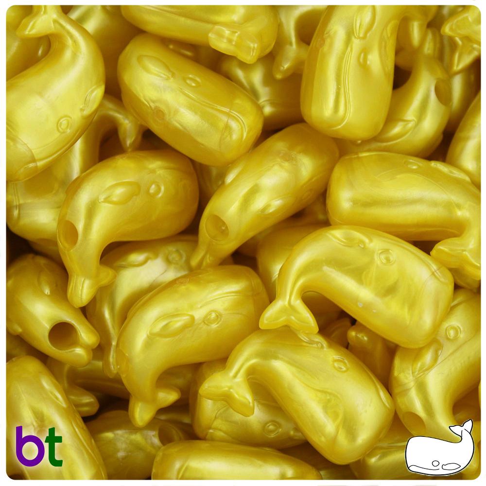 Yellow Pearl 24mm Whale Pony Beads (8pcs)