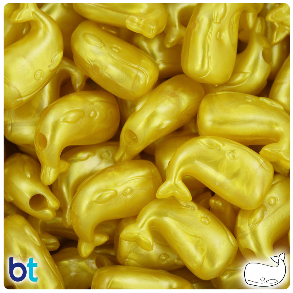 Yellow Pearl 24mm Whale Pony Beads (24pcs)
