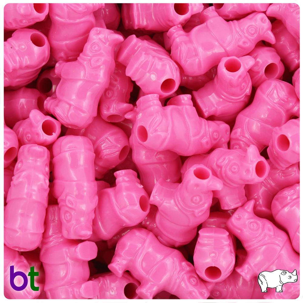 Dark Pink Opaque 25mm Rhino Pony Beads (8pcs)