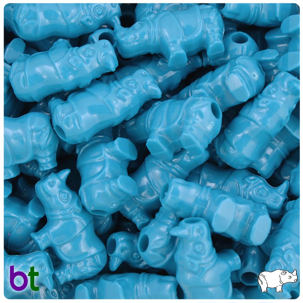 Dark Turquoise Opaque 25mm Rhino Pony Beads (8pcs)