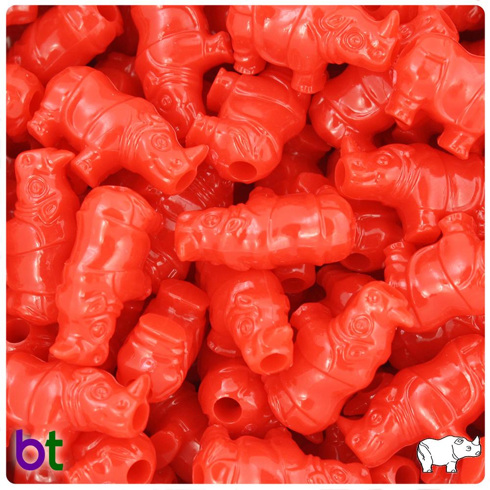 Bright Red Opaque 25mm Rhino Pony Beads (8pcs)