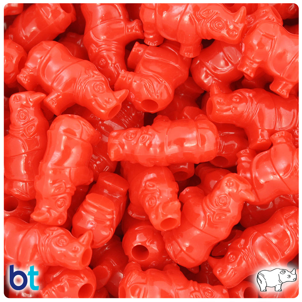 Bright Red Opaque 25mm Rhino Pony Beads (24pcs)