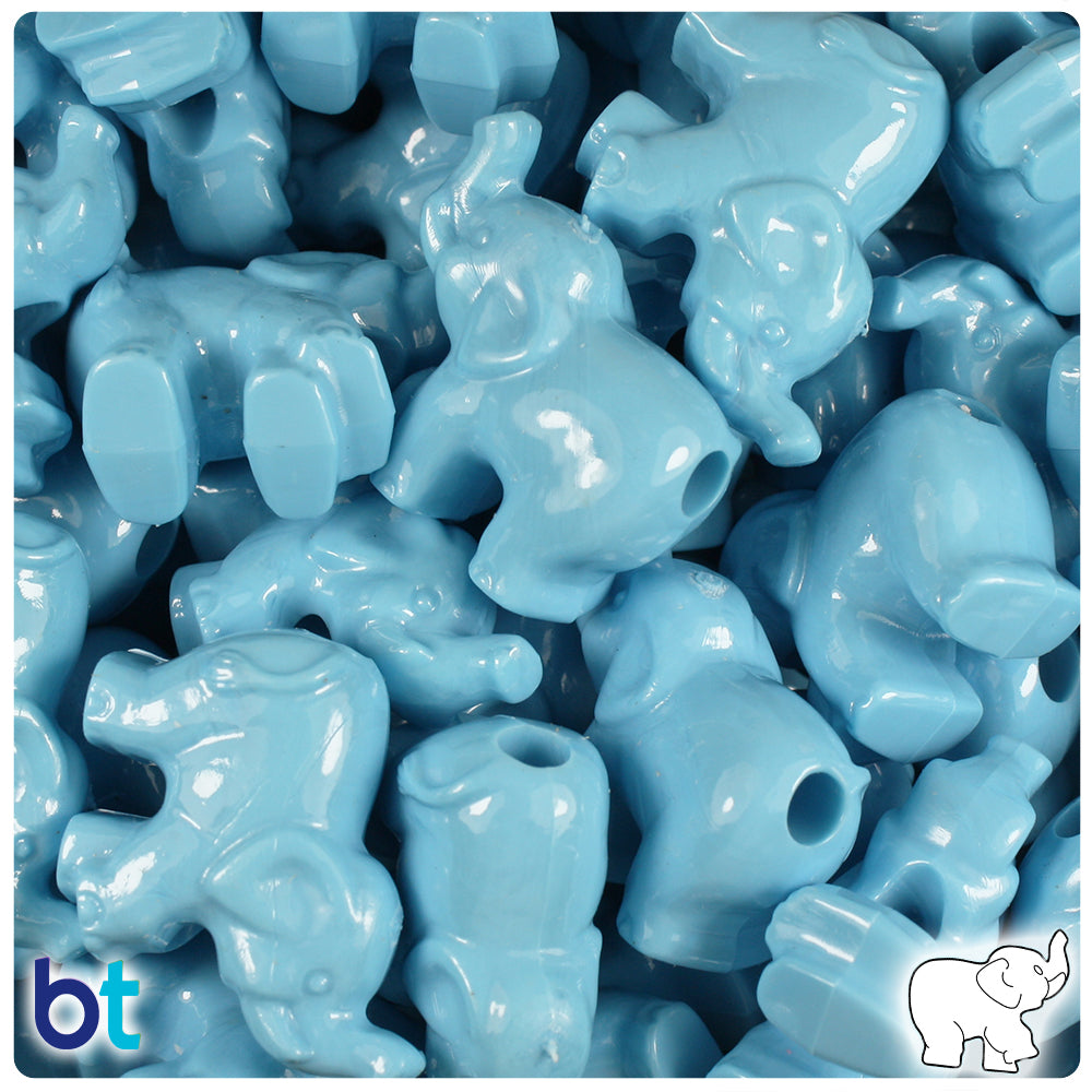 Baby Blue Opaque 25mm Elephant Pony Beads (24pcs)