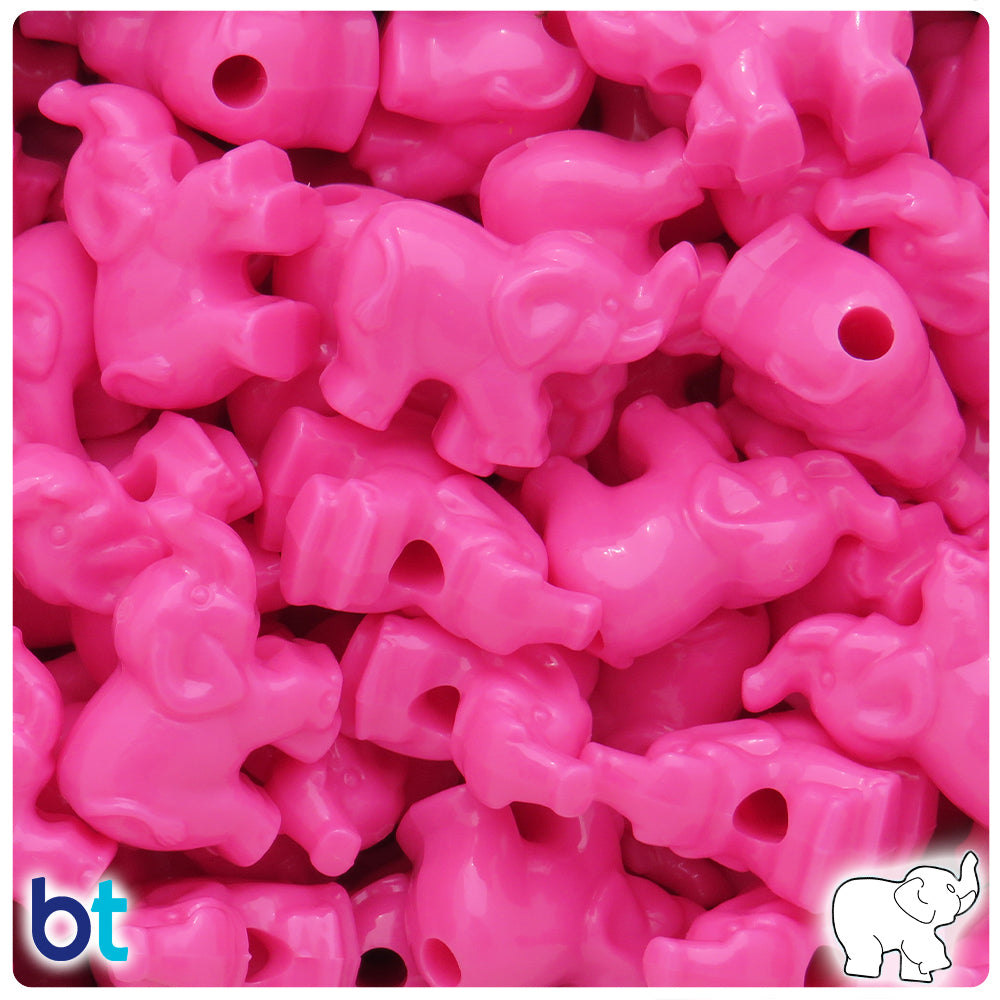 Dark Pink Opaque 25mm Elephant Pony Beads (24pcs)