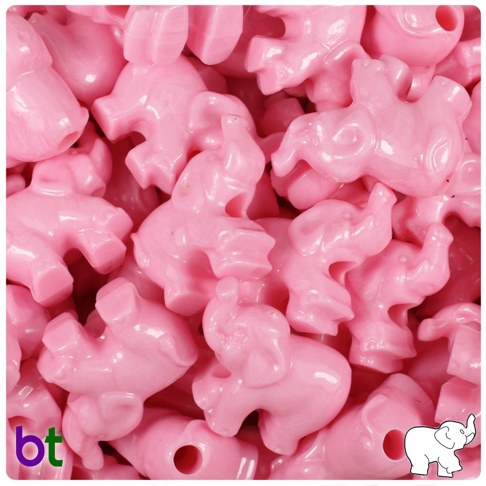 Baby Pink Opaque 25mm Elephant Pony Beads (8pcs)