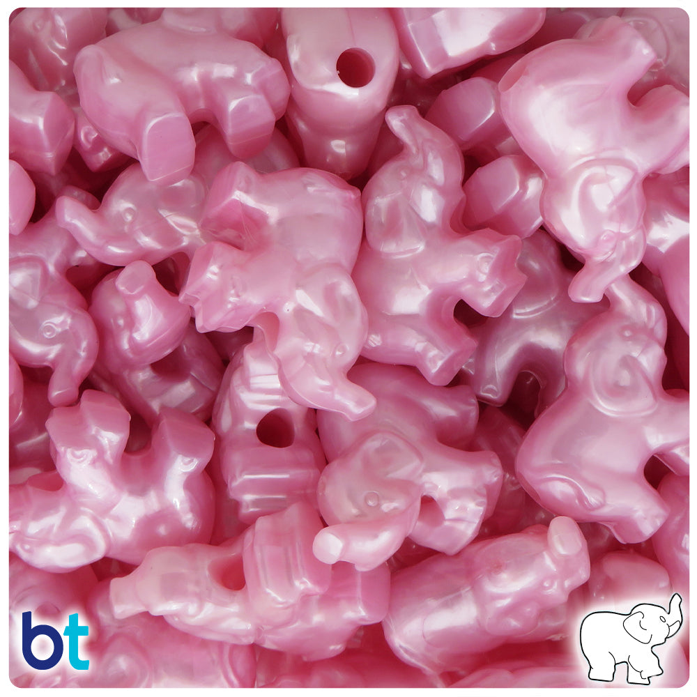 Light Pink Pearl 25mm Elephant Pony Beads (24pcs)