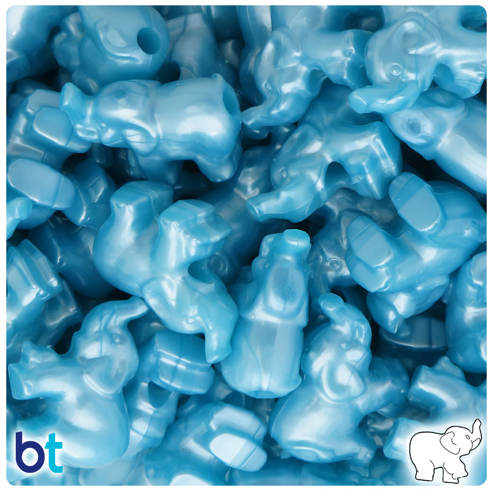 Light Blue Pearl 25mm Elephant Pony Beads (24pcs)